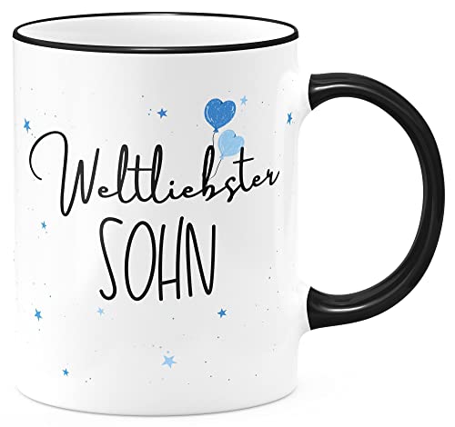 FunTasstic Tasse Weltliebster Sohn Kaffeebecher beidseitig bedruckt spülmaschinenfest Tasse Büro Tee, Kaffee Geschenkidee, Farbe:schwarz, Größe:Weltliebster Sohn von FunTasstic