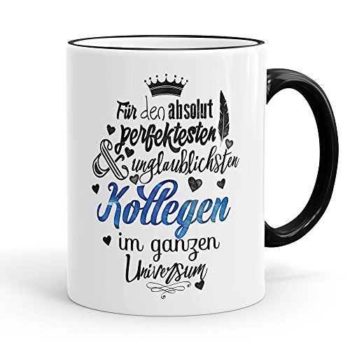 Funtasstic Tasse Für den absolut perfektesten Kollegen - Kaffeepott Kaffeebecher 300 ml, Farbe:schwarz von FunTasstic