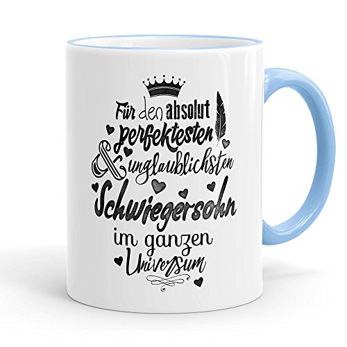 Funtasstic Tasse Für den absolut perfektesten Schwiegersohn - Kaffeepott Kaffeebecher 300 ml, Farbe:skyblue von FunTasstic