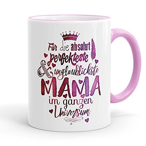 Funtasstic Tasse Für die absolut perfekteste Mama - Kaffeepott Kaffeebecher 300 ml (3920), Farbe:rosa von FunTasstic