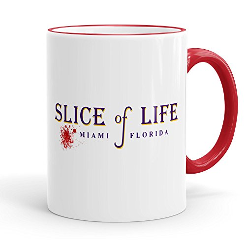 Funtasstic Tasse Slice of Life - Kaffeepott Kaffeebecher 300 ml, Farbe:rot von FunTasstic