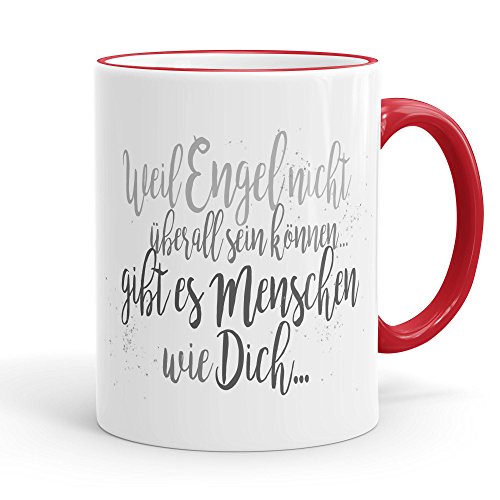 Funtasstic Tasse Weil Engel nicht überall sein können gibt es Menschen wie Dich - Kaffeepott Kaffeebecher 300 ml, Farbe:rot von FunTasstic