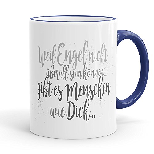 Funtasstic Tasse Weil Engel nicht überall sein können gibt es Menschen wie Dich - Kaffeepott Kaffeebecher 300 ml, Farbe:kobalt von FunTasstic