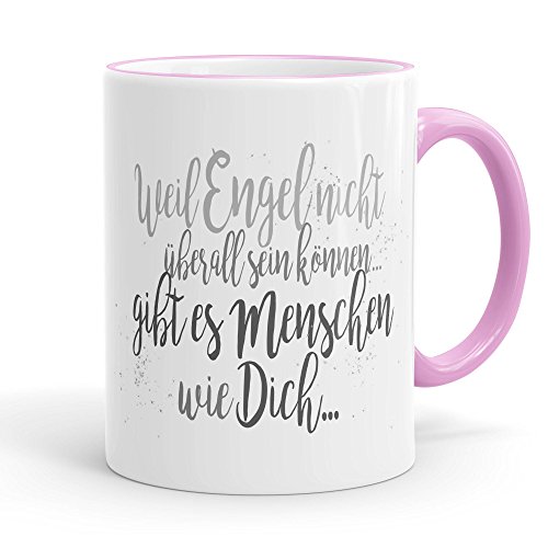 Funtasstic Tasse Weil Engel nicht überall sein können gibt es Menschen wie Dich - Kaffeepott Kaffeebecher 300 ml, Farbe:rosa von FunTasstic