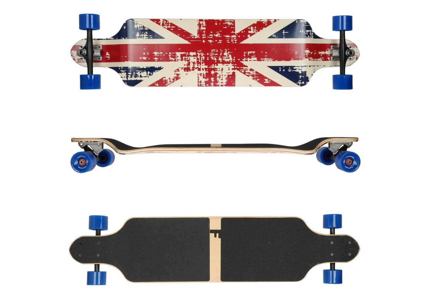 FunTomia Longboard Drop Down Ahornholz Longboard + T-Tool - Skateboard Drop Through Cruiser Komplettboard Twin Tip mit LED Rollen und Mach1 Speed ABEC-9 Kugellager von FunTomia