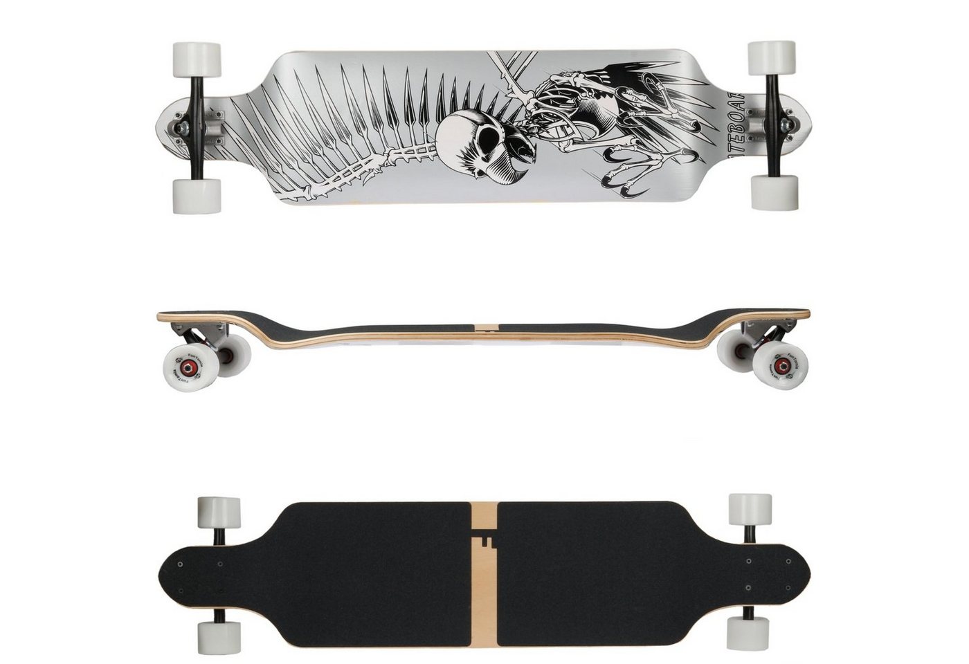 FunTomia Longboard Drop Down Ahornholz Longboard + T-Tool - Skateboard Drop Through Cruiser Komplettboard Twin Tip mit LED Rollen und Mach1 Speed ABEC-9 Kugellager von FunTomia