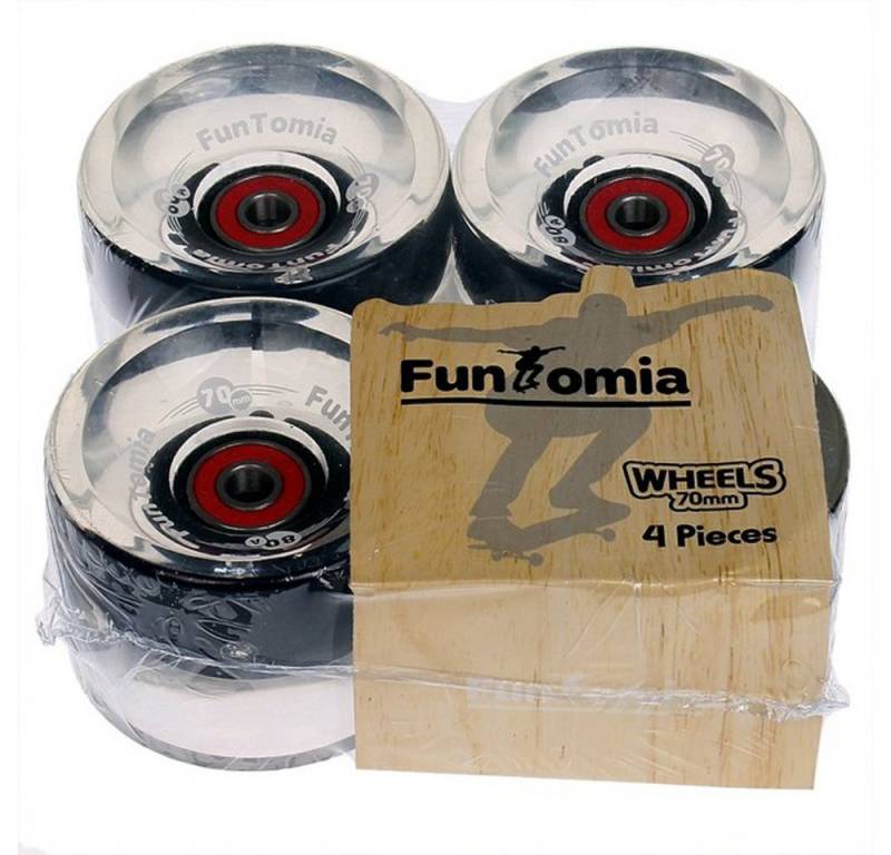 FunTomia Longboard FunTomia 4 Stück (LED) Longboard/Skateboard Rollen (Big Wheels) in 70x51mm 80A inkl. Mach1® Kugellager und Magnet Spacer 80A Rollenhärte von FunTomia