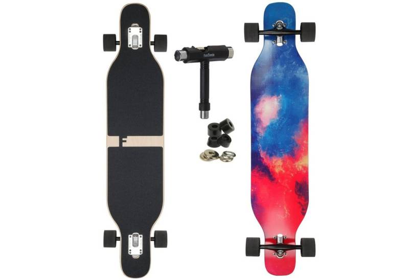 FunTomia Longboard Longboard in 3 Flex Stufen Camber Ahornholz + T-Tool mit LED Rollen, Camber Twin Tip FunTomia Longboard Longboard in 3 Flex Stufen Camber Ahornholz + T-Tool mit LED Rollen, Camber Twin Tip von FunTomia