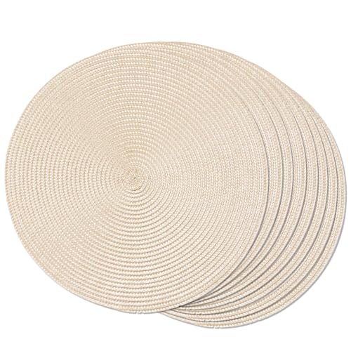 FunWheat Runde geflochtene Tischsets für den Esstisch, gewebt, waschbar, rutschfest, 38,1 cm, Elfenbein, 8 Stück FunWheat Runde geflochtene Tischsets für den Esstisch, gewebt, waschbar, rutschfest, 38,1 cm, Elfenbein, 8 Stück von FunWheat