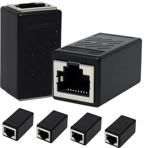FunWorth 6 Stücke RJ45 Verbinder Cat7, LAN Kabel Verlängerung Adapter, LAN Stecker Verbinder für Cat5, Cat5e, Cat6 Netzwerkkabel, RJ45 Kupplung für LAN Kabel Verlängerung (Schwarz) von FunWorth
