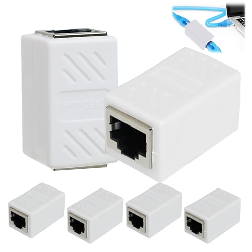 FunWorth 6 Stücke RJ45 Verbinder Cat7, LAN Kabel Verlängerung Adapter, LAN Stecker Verbinder für Cat5, Cat5e, Cat6 Netzwerkkabel, RJ45 Kupplung für LAN Kabel Verlängerung (Weiß) von FunWorth