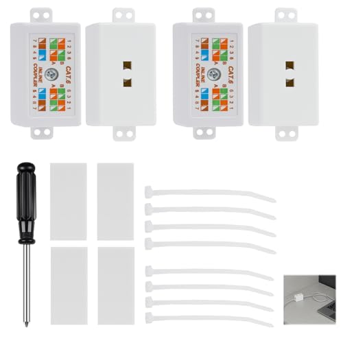 FunWorth Cat6 RJ45 Inline-Koppler-Anschlussdose mit Schraubendreher, Ethernet-Netzwerk-Extender für LAN-, PoE- und Powerline-Adapter, UTP/STP-kompatibel (4) von FunWorth