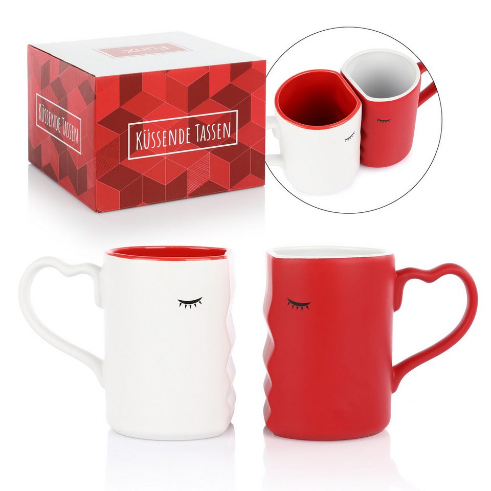 FunX Becher Küssende Tassen Kaffeebecher Geschenk Set, 2er Set FunX Becher Küssende Tassen Kaffeebecher Geschenk Set, 2er Set von FunX