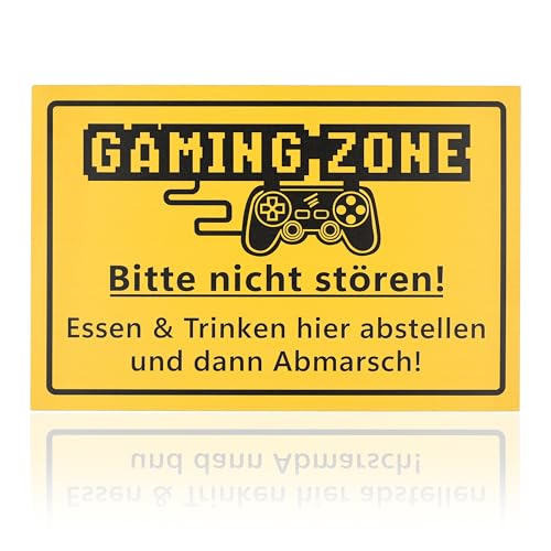 FunX Gaming Zone Schild - Wandschild Zocken als Geschenkidee und Zimmer Deko für Gamer, Teenager oder Erwachsene - 30 x 20 cm von FunX