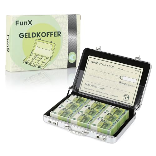 FunX Geldgeschenk Geldkoffer mit Grußkarte - Geschenkbox für Gutscheine zur Hochzeit, Jugendweihe oder Geburtstag - 10 x 7 cm von FunX
