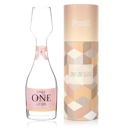 FunX Sektglas Flasche 750 ml Only one Glass - Geschenke für Frauen zum Geburtstag - Lustiges Geburtstagsgeschenk für Mama, Freundin und Schwester von FunX