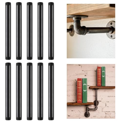 10 schwarze Gewinde-Rohrnippel, 1/2 × 8, Kohlenstoffstahlrohre für Heimwerker, Vintage-Möbel, robuste Industrierohre für Heimprojekte 10 schwarze Gewinde-Rohrnippel, 1/2 × 8, Kohlenstoffstahlrohre für Heimwerker, Vintage-Möbel, robuste Industrierohre für Heimprojekte von Funabridge