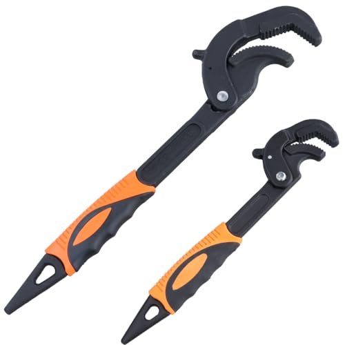 2-teiliges Rohrzangen-Set, selbstjustierende Schraubenschlüssel mit Brechstangen-Ende für 1,5-6,1 cm Schrauben, Muttern und Rohre 2-teiliges Rohrzangen-Set, selbstjustierende Schraubenschlüssel mit Brechstangen-Ende für 1,5-6,1 cm Schrauben, Muttern und Rohre von Funabridge