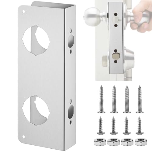 3,5 cm Türschloss-Verstärkungsplatte, Edelstahl-Sicherheitsplatte mit 5,4 cm Bohrung und Dornmaß 6,4 cm, Verstärkungsset für Eingangstür 3,5 cm Türschloss-Verstärkungsplatte, Edelstahl-Sicherheitsplatte mit 5,4 cm Bohrung und Dornmaß 6,4 cm, Verstärkungsset für Eingangstür von Funabridge