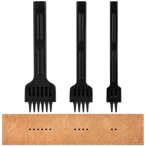 3-teiliges Lochstanzer-Set für Lederhandwerk - Schwarzes DIY Nähwerkzeuge Set mit 3 Stanzstilen für handgefertigte Projekte von Funabridge