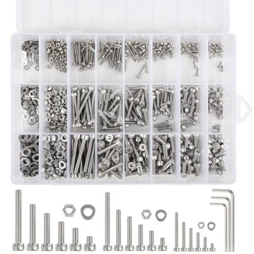 304 Edelstahl Sechskantschraube, Mutter & Unterlegscheibe Set, 1080 Stück M2, M3, Befestigungsset mit 3 Schraubenschlüsseln 304 Edelstahl Sechskantschraube, Mutter & Unterlegscheibe Set, 1080 Stück M2, M3, Befestigungsset mit 3 Schraubenschlüsseln von Funabridge