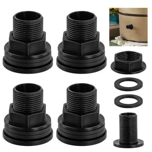 4 PVC-Schottverschraubungen für Regenwassersysteme, 3/4 Außengewinde und 1/2 Innengewinde mit Silikondichtungen für Aquarien und Tanks 4 PVC-Schottverschraubungen für Regenwassersysteme, 3/4 Außengewinde und 1/2 Innengewinde mit Silikondichtungen für Aquarien und Tanks von Funabridge