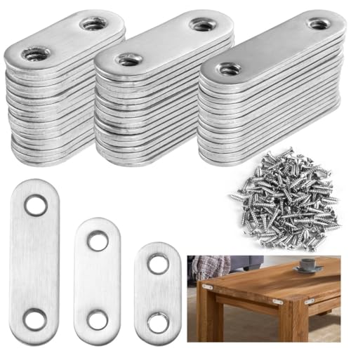 60 Stück Flache Halterungen und Schrauben Set Edelstahl Eckplatten für Möbelreparatur und Verstärkung 60 Stück Flache Halterungen und Schrauben Set Edelstahl Eckplatten für Möbelreparatur und Verstärkung von Funabridge