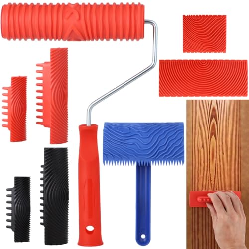 8-teiliges DIY Holzmaserung Set Gummirollen mit Griffen für künstlerisches Wand- und Möbeldesign 8-teiliges DIY Holzmaserung Set Gummirollen mit Griffen für künstlerisches Wand- und Möbeldesign von Funabridge