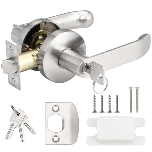 Aluminium-Türhebelschloss mit 5,9 - 7,9 cm verstellbarem Riegel, Schlüssel für gewerbliche Büro- und Schlafzimmertüren, gebürstete Oberfläche, Aluminium-Türhebelschloss mit 5,9 - 7,9 cm verstellbarem Riegel, Schlüssel für gewerbliche Büro- und Schlafzimmertüren, gebürstete Oberfläche, von Funabridge