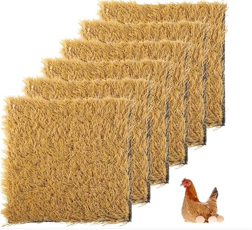 Künstliche Grasmatten für Hühner-Nistkästen, wiederverwendbarer Rasen mit Futterbeutel, 30,5 x 30,5 cm, für Innen- und Außenbereich, Teppiche für Hühnerställe, 8 Stück von Funabridge