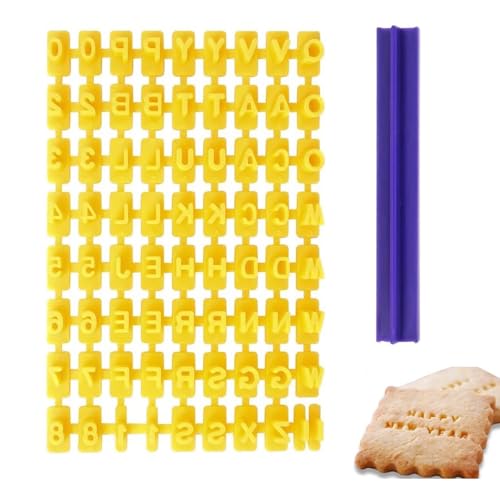 Funalix Alphabet Keksform mit Zahlen - Kunststoff Klein Keksstempel Buchstaben Backset für Plätzchen, Fondant & Deko (Gelb) von Funalix