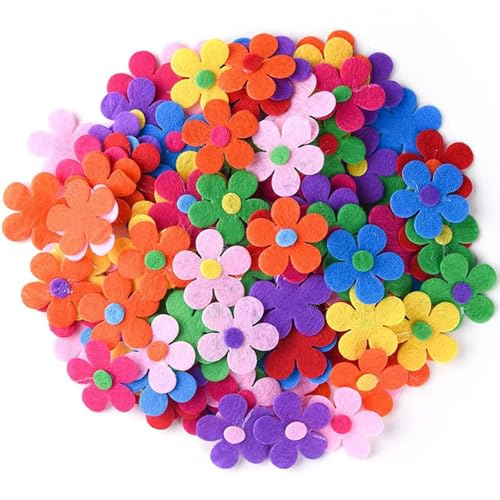 Funalix Fünfblättrige Filzblumen, 100 Stück Filzblumen zum Basteln,Bunte Stoff Blümchen für DIY Handwerk, Grußkarten, Deko, Häkeln und Nähen von Funalix