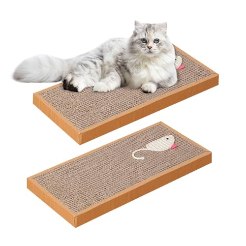 Funalix Katze Kratzbrett, 2 Stück Weiche Kissen Katze Kratzer, Mini niedliche Muster geeignet für Indoor-Katzen zu Spielen hart, doppelseitige Verwendbarkeit, langlebig Kratzer resistent Pad von Funalix