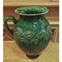 French Provencal Grüne Antike Krug Oder Vase Anfang Der 1900Er Jahre von FunctionalClassics