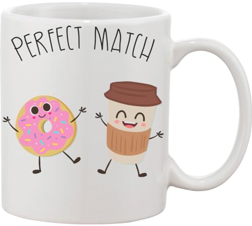Perfect Match Tasse Kaffee und Donut Keramiktasse Weiß von Functon+