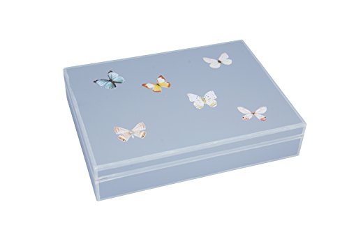 Fundashop – Box von Zwillingen, Dekoration Schmetterlinge, Holz 19x15x4 cm grau von Fundashop