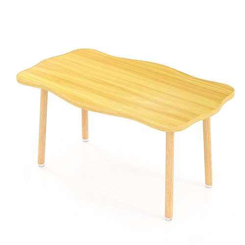 Funecy Cookie Couchtisch Niedriger Tisch mit 4 Massivholz Stabile Beine, Bodentisch Schreibtisch zum Sitzen auf dem Boden, Aufbewahrung und Wohnzimmermöbel (Natur) von Funecy