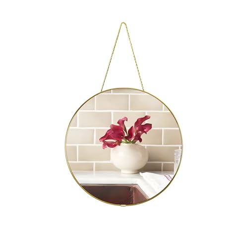 Funerom Runder Wandspiegel, 32 cm, Kreisspiegel, Badezimmerspiegel für Waschbecken (Gold, 32 cm) von Funerom