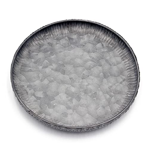 Funerom kleine runde verzinkte Metallschalen-dekorative Tablett-gewellte Kanten (19.8 cm) von Funerom