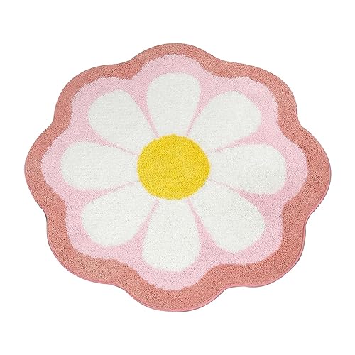 Funfob Blumen-Badezimmerteppichmatte, LuxuriöSe, Superweiche, SaugfäHige Mikrofaser-Badematten für Badezimmer, für Bodenduschwanne, 2,6 Fuß von Funfob