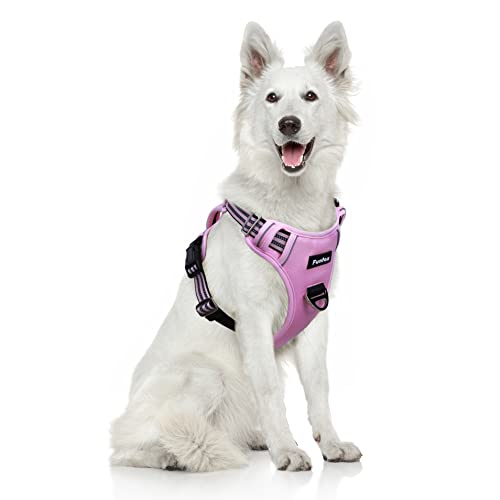 Funfox Hundegeschirr Grosse Hunde No Pull Geschirr Einstellbar Anti Zug Sicherheitsgeschirr Mittlere Große Hunde Brustgeschirr Hund Groß Atmungsaktiv Dog Harness Rosa XL von Funfox