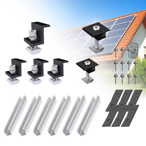 FungLam Befestigung Solarmodul 30 mm, Solarmodul Halterung Flachdach,12 cm Solarmodul Halterung Kit, 4 Pcs Solarmodul Halterung Endklemme Kit, Mittelklemme*2, Montage PV Befestigung Set FungLam Befestigung Solarmodul 30 mm, Solarmodul Halterung Flachdach,12 cm Solarmodul Halterung Kit, 4 Pcs Solarmodul Halterung Endklemme Kit, Mittelklemme*2, Montage PV Befestigung Set von FungLam