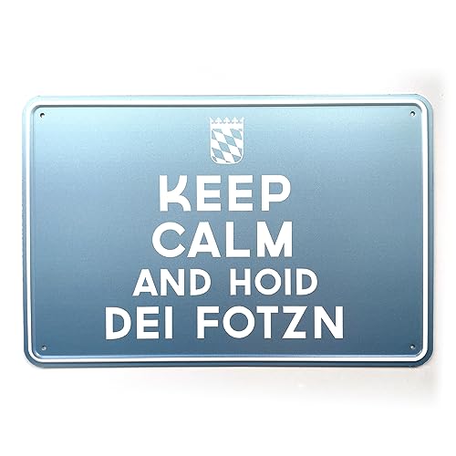 Funice Blechschild Keep Calm and hoid dei Fotzn Geprägtes Blech-Schild mit witzigem Spruch ca. 30 x 20 cm Funice Blechschild Keep Calm and hoid dei Fotzn Geprägtes Blech-Schild mit witzigem Spruch ca. 30 x 20 cm von Funice