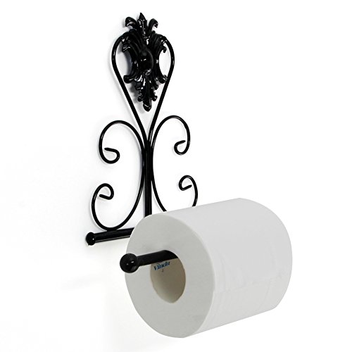 Funie Toilettenpapierrollenhalter, Wandmontage, Vintage-Stil, Eisen, Badezimmer-Dekor (schwarz) von Funie