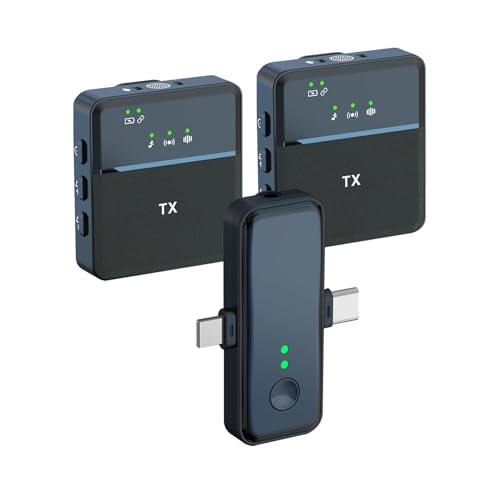 Funien 2,4 G kabelloses -Mikrofonsystem, Doppelmikrofon, integrierter Rauschunterdrückungschip, Plug-and-Play, professionelles Kragenclip-Mikrofon für Videoaufzeichnungstelefone, Computer, Laptops, von Funien