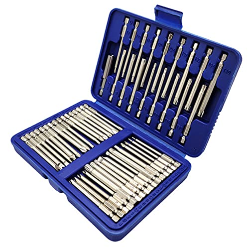 Funien 50 Stück Lange Schraubendreher-Bits Set 49 Stück 75 mm Cr-V-Schraubendreher-Bits + 1 Stück magnetischer Bit-Halter mit Aufbewahrungsbox von Funien