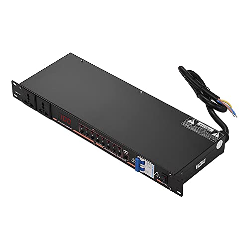 Funien DB2-02 10-Fach Rack-Montage Power Sequence Controller Conditioner Überspannungsschutz Netzteilregler mit LED-Anzeige USB-Schnittstelle für DJ-Equipment Instrument Rigs Audio-Aufnahmesystem von Funien
