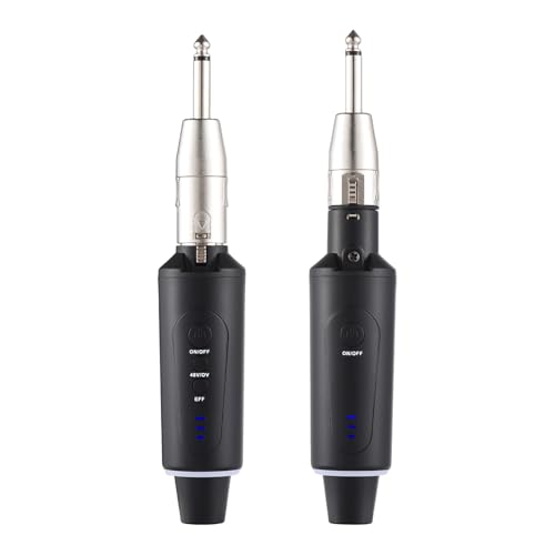 Funien Mikrofon, kabelloser XLR-Sender und -Empfänger, 48 V UHF-Funkmikrofonsystem für Audiomixer, E-Gitarre, Bass, wiederaufladbare kabellose dynamische Mikrofonsender und -empfänger von Funien