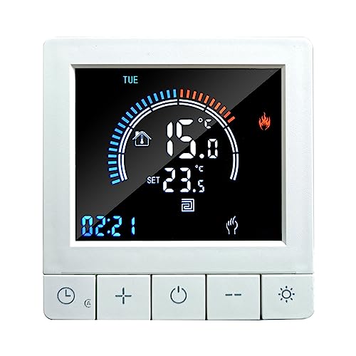 Funien Programmierbarer digitaler Thermostat mit Kindersicherung, LCD-Display, NTC-Sensor, elektrische Heizung, warmer Boden, Fußbodentemperaturregler, intelligenter Wandthermostat für das Home-Office von Funien