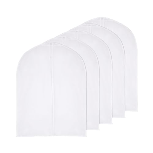 FuninCrea 5 Pack Kleidersack Lang 60 x 120 cm/60 x 80 cm Anzugtasche Kleiderschutzhülle Staubdicht Kleiderbeutel Atmungsaktiv anzug Schutzhülle Hängend Anzughülle für Kleideraufbewahrung (60x80 cm) von FuninCrea